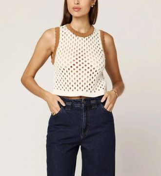 Cleobella Bronwyn Sweater Top In Ivory/ Brown