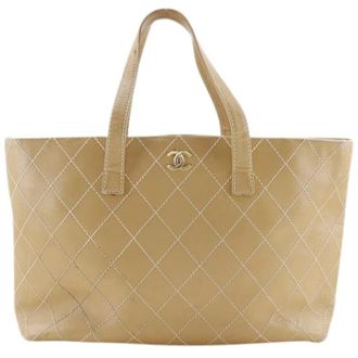 Chanel Pre-owned Tote Bags, female, Beige, Size: ONE SIZE Pre-owned Wild Stitch Calf Tote Bag