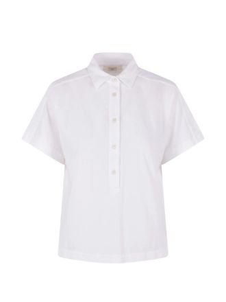 Zanone White Cropped Boxy Fit Polo Shirt
