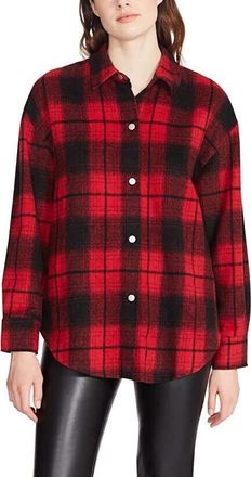 Steve Madden Sophia Shacket Women Red Black Plaid Button Up Classic JDM836