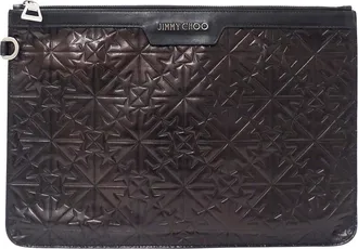 Jimmy Choo London Black Leather Clutch Bag (Pre-Owned)
