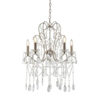 Loops Aged Silver Ceiling Chandelier - 5 Bulb Light Decorative Ceiling Pendant Fitting in Metallics