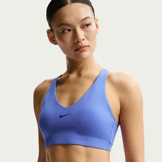 Nike Womens Universa Medium-Support Padded Sport Bra in Blue | IB9830-570