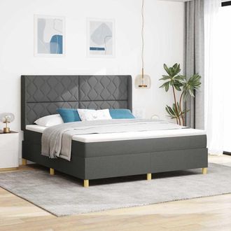 vidaXL Vidaxl Letto A Molle Con Testiera Grigio Scuro 180 X 200 Cm Tessuto