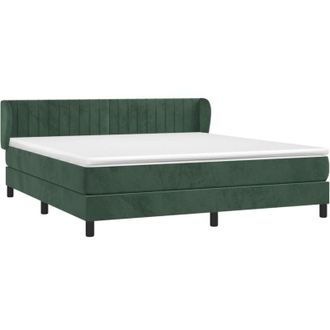 vidaXL Vidaxl - Cama Box Spring Con Colch&oacute;n Terciopelo Verde Oscuro 180x200 Cm