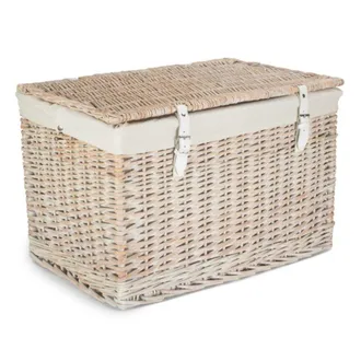 Red Hamper 60cm White Wash Chest Picnic Basket with Cotton Lining