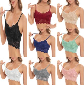 Generic Non Wired Bras for Women UK Floral Lace Camisole Bras for Women Seamless Bralettes Removable Padded Ladies Bras Soft and Comfortable Underwear Sports 