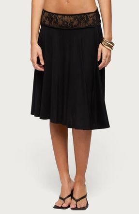 Edikted Winonah Lace Waistband A-Line Skirt in Black at Nordstrom, Size X-Small
