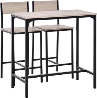 HOMCOM Homcom - 3 Pack Table Stool Set Industrial Design w/ Metal Frame Oak Tone mdf Panels