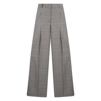 PESERICO Gestreepte Wijde Broek - Dames - Broeken - Grijs - Maat: S Wol