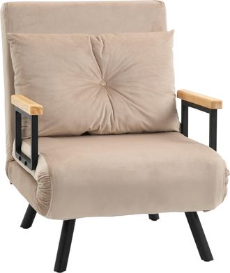 HOMCOM Click Clack Single Chair Bed Settee for Living Room - Guest Room - Beige | TJ Hughes