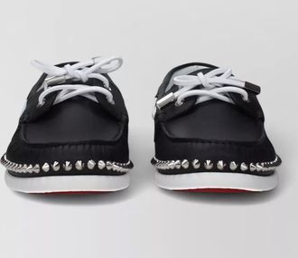 Christian Louboutin leather spike-embellished boat shoes