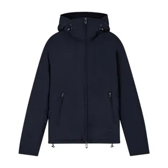 Emporio Armani Rain Jackets, male, Blue, Size: 2XL Hooded Jacket