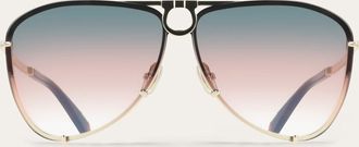 Ferragamo Women Aviator frame sunglasses with interchangeable lenses Gold