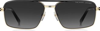Marc Jacobs 59mm Gradient Rectangular Aviator Sunglasses in Gold Black/Dark Fuschia at Nordstrom Rack