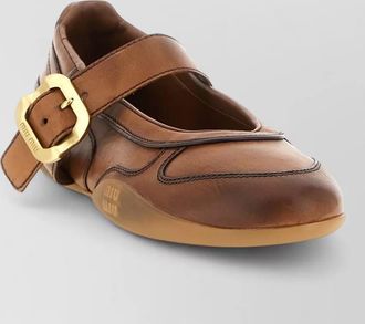 Miu Miu gymnasium leather ballet flats round toe