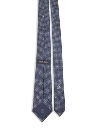 Giorgio Armani Mens Silk Tie Jacquard Midnight Blue Ties & Bow