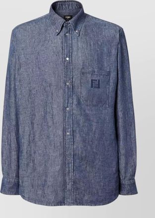 Fendi comfort fit chambray shirt ff embroidery