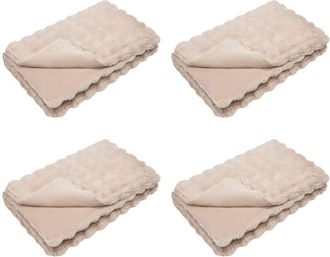 vidaXL Manta De Piel De Conejo Sint&eacute;tica 4 Pcs Beige 130 X 150 Cm Vidaxl