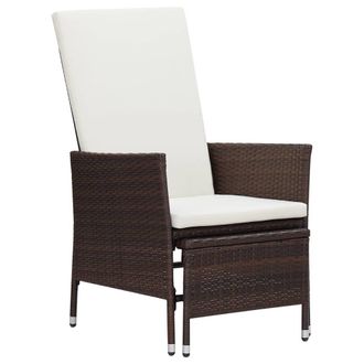 vidaXL Sill&oacute;n Reclinable De Jard&iacute;n Con Cojines Rat&aacute;n Sint&eacute;tico Marr&oacute;n Vidaxl