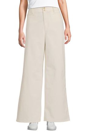 Lands End Stretch Canvas High Rise Wide Leg Pants in Natural at Nordstrom, Size 14