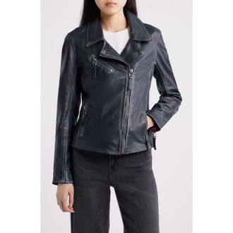 Mauritius Betsy Leather Jacket in Navy at Nordstrom, Size 3X