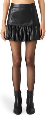 Steve Madden Annika Bubble Hem Faux Leather Miniskirt in Black at Nordstrom, Size 10