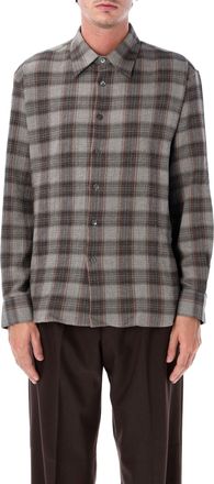 Sunflower Studio Checkered Seersucker Cotton Cashmere Casual Shirt