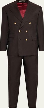 Brunello Cucinelli Mens Wool and Cashmere Chevron Double-Breasted Suit