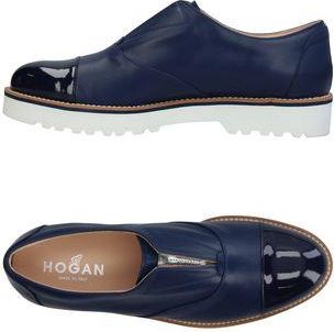Hogan Loafers for Women in Midnight Blue Patent Leather with Elastic Inserts
