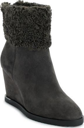DKNY Powell Faux Shearling Lined Wedge Boot in Grey at Nordstrom Rack, Size 6.5