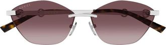Gucci GG2050S003 Cat Eye Rimless Sunglasses - Silver