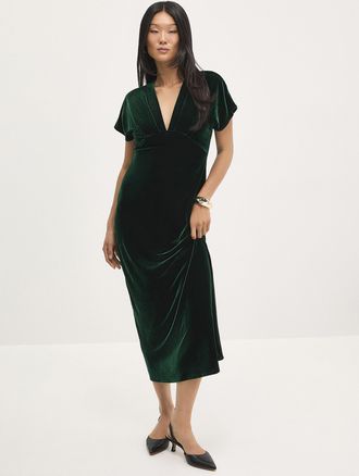 Icone Womens Soft velvet cap-sleeve maxi dress