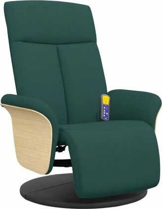 vidaXL Vidaxl - Sillón reclinable de masaje con reposapiés tela verde oscuro