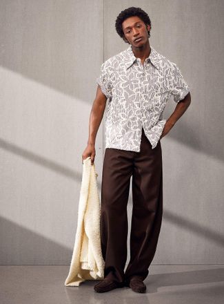 S&eacute;fr Mens Gino brown twill barrel-leg pant