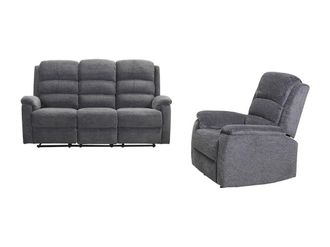 Vente-Unique Sof&aacute; de 3 plazas y sill&oacute;n relax el&eacute;ctrico de tela NEVERS - Gris