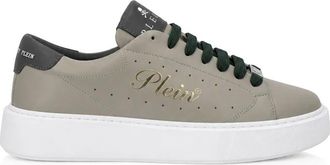 Philipp Plein Schoenen, unisex, Grijs, 42 EU, Leer, Low-Top Sneakers Signature
