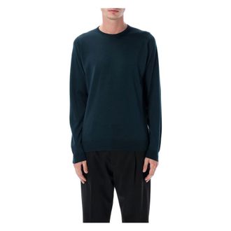John Smedley Round-neck Knitwear, male, Green, L, Lundi Jumper