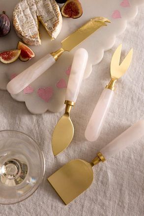 Terrain Pink Marble Cheese Knife Set