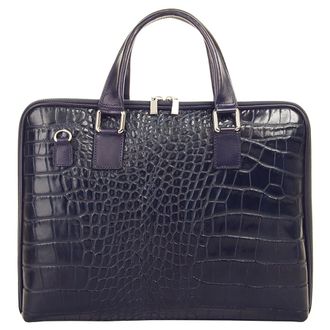 Samantha Look Aktentasche SAMANTHA LOOK, Damen, Gr. B/H/T: 37cm x 31cm x 6cm onesize, blau, Leder, gl&auml;nzend, Taschen Aktentasche, echt Leder, Made in Italy
