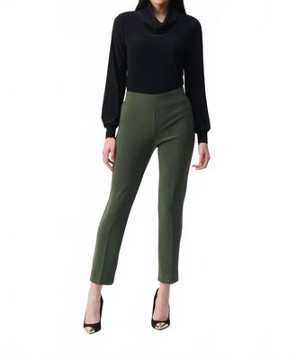 Joseph Ribkoff Split Hem Classic Straight Leg Pant In Green