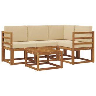 vidaXL Conjunto De Sof&aacute;s De Exterior Con Coj&iacute;n 5 Pcs Natural Y Beige Vidaxl