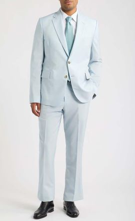 Paul Smith Camberwell Tailored Fit Black Wool & Mohair Suit in Lght Blue at Nordstrom, Size 42