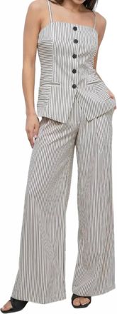 Greylin Stefani Pull Up Trouser In Beige/black