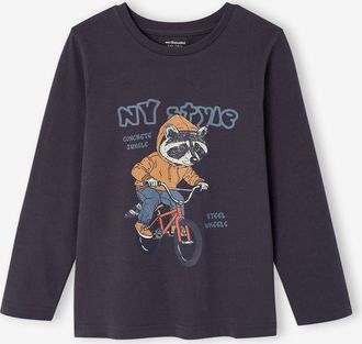Vertbaudet Langarmshirt f&uuml;r Jungen mit Streetstyle-Print schiefergrau