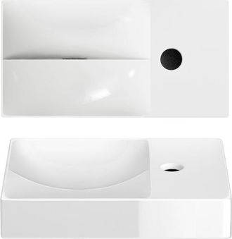 Clou Vale fonteinen keramiek fontein 38x19x7cm kraangat rechts Wit glanzend