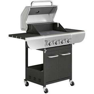 OUTSUNNY Barbacoa de gas 129x55x117 cm negro