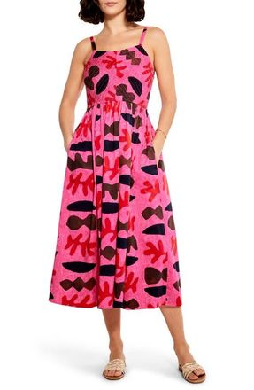 Nic+Zoe Cutout Crush Midi Fit & Flare Dress in Pink Multi at Nordstrom, Size Medium P