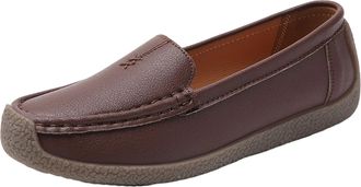 Generic Coffee Womens Flat Shoes with Soft Sole Soft Comfortable Toe Loafers for Indoor Activities and Style