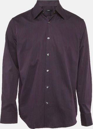 HUGO BOSS Boss By Hugo Boss Purple Striped Cotton Long Sleeve Shirt